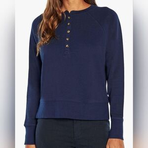 GAP Women's Long Sleeve Navy Blue Mariner Henley Sweathshirt XS